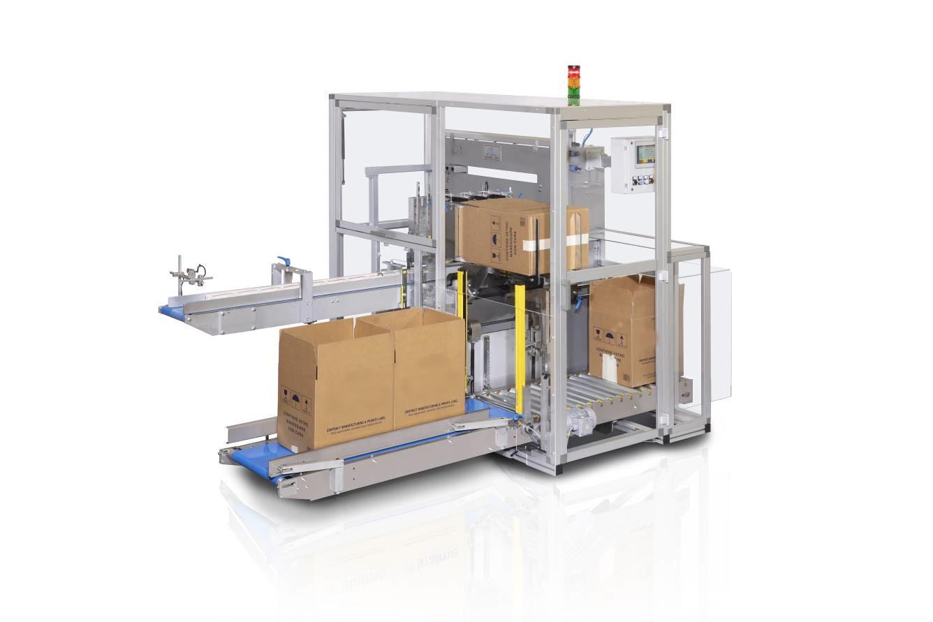 V140SA Semi- automatische casepacker met omdozen toevoer